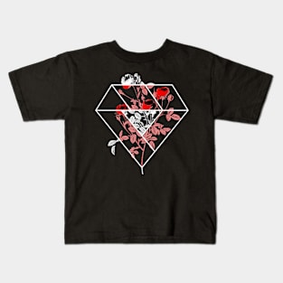 Stylish Rose Design In A Vintage Retro Diamond Shape Kids T-Shirt